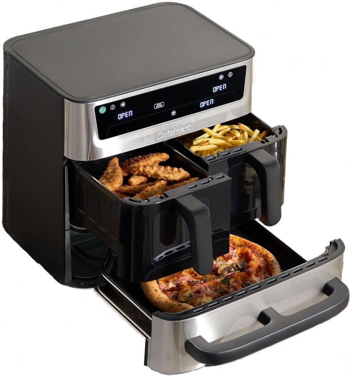 Tri Zone Air Fryer Oven 13.6L Stainless Steel PFAS Free 9 - in - 1 XXXL - Kwikley