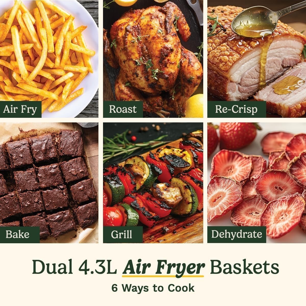 Tri Zone Air Fryer Oven 13.6L Stainless Steel PFAS Free 9 - in - 1 XXXL - Kwikley