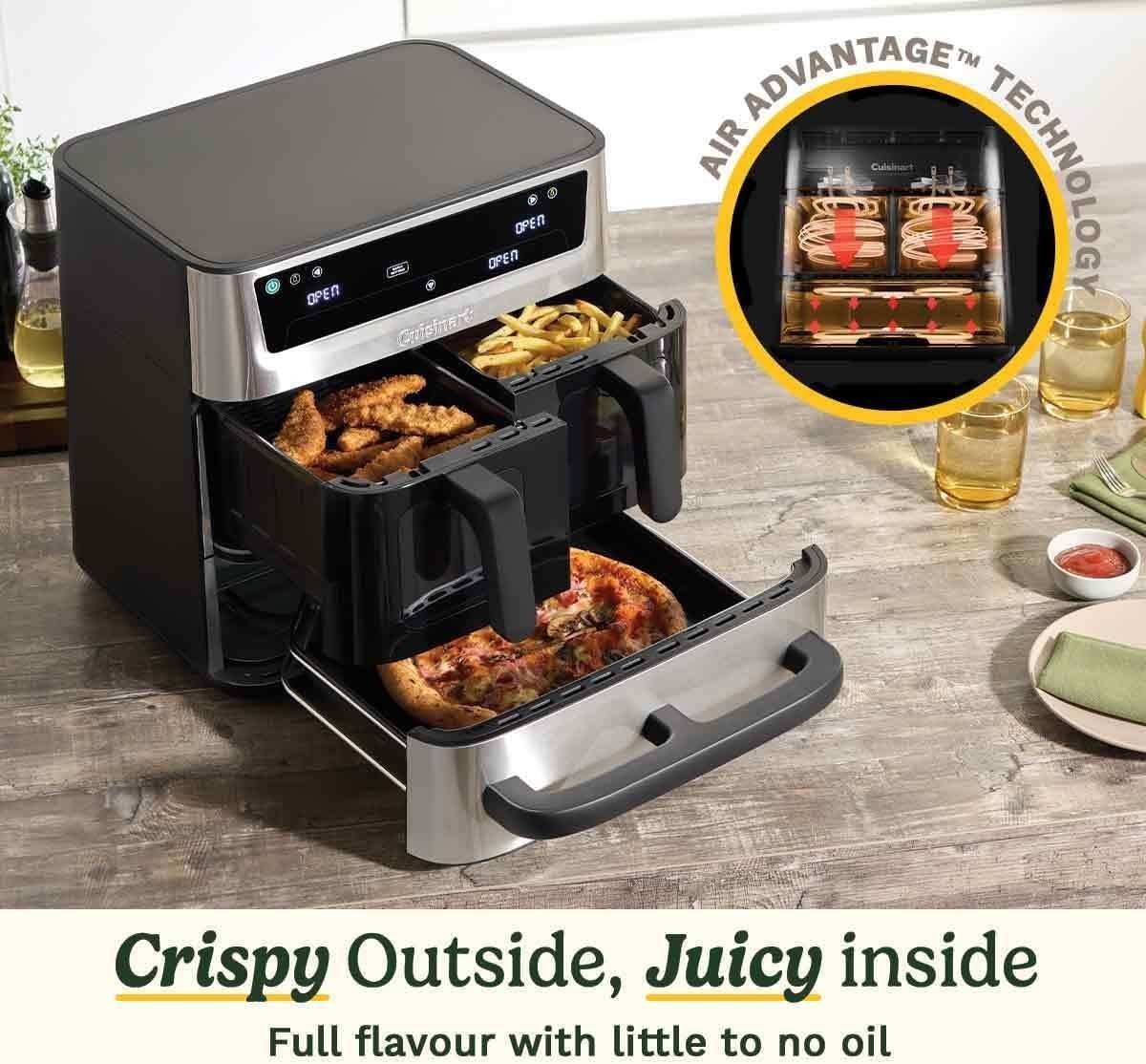 Tri Zone Air Fryer Oven 13.6L Stainless Steel PFAS Free 9 - in - 1 XXXL - Kwikley