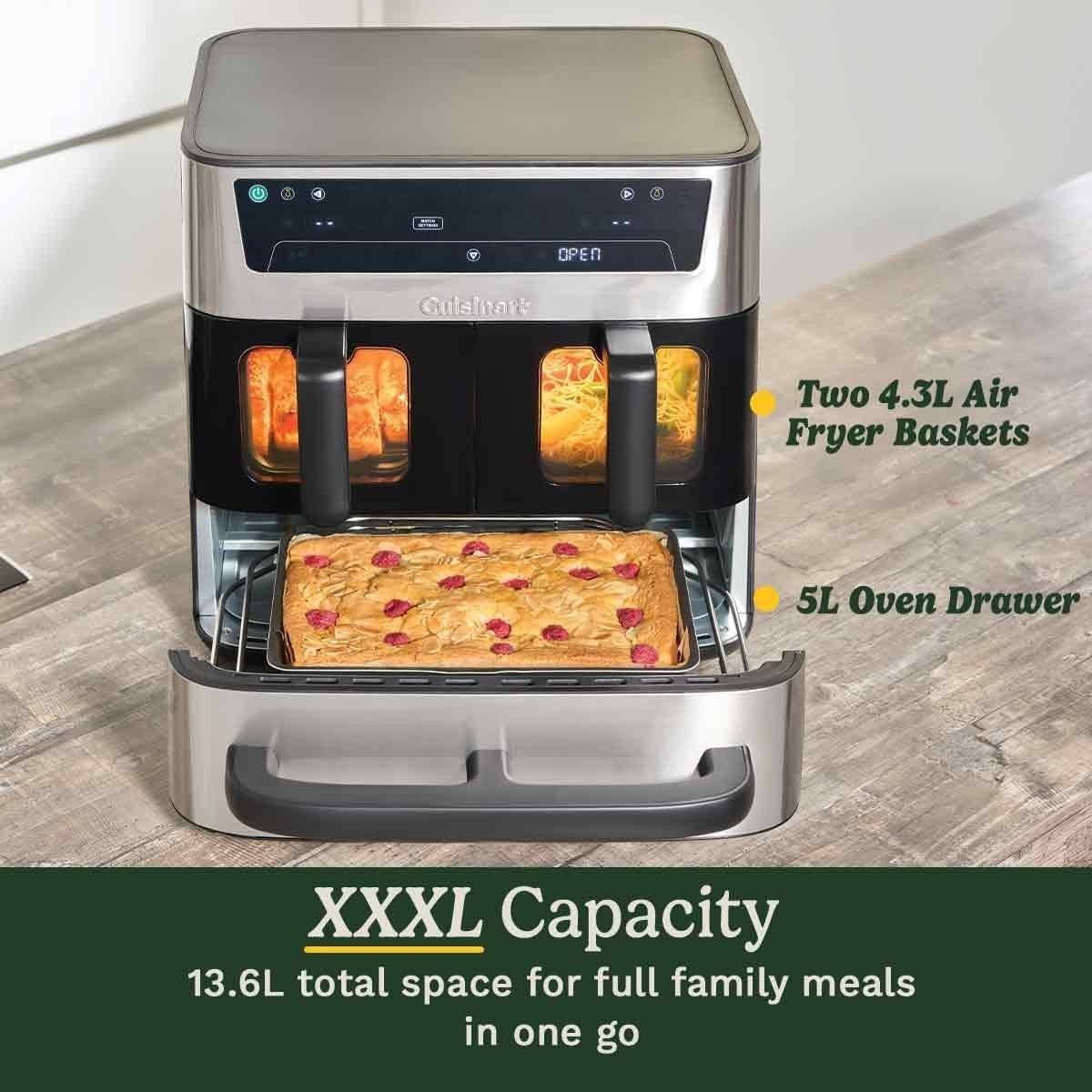 Tri Zone Air Fryer Oven 13.6L Stainless Steel PFAS Free 9 - in - 1 XXXL - Kwikley