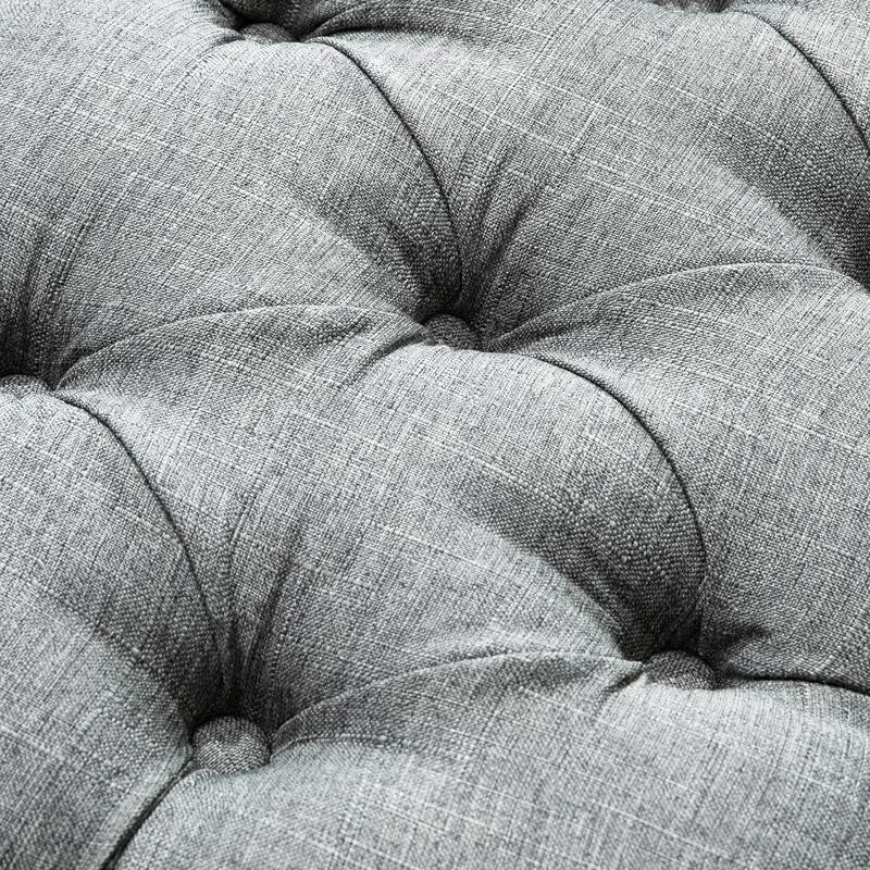 Tufted Fabric Ottoman Bench Seat End Stool Window Accent Chair Grey Wood Legs - Kwikley