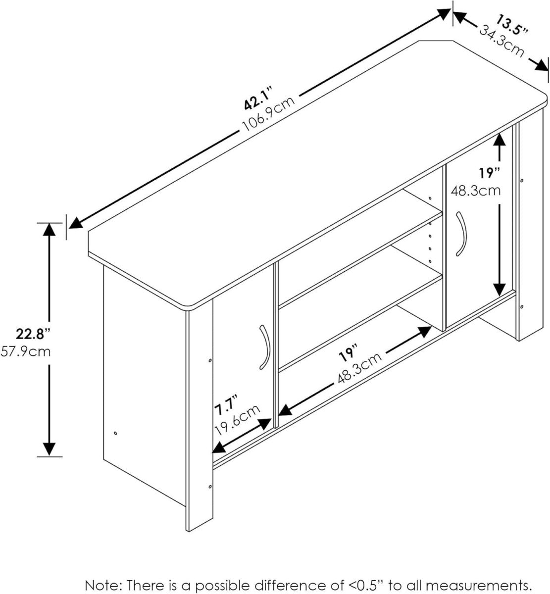 TV Stand Cabinet for 50" Screen Storage Shelves Doors Modern Unit - Kwikley