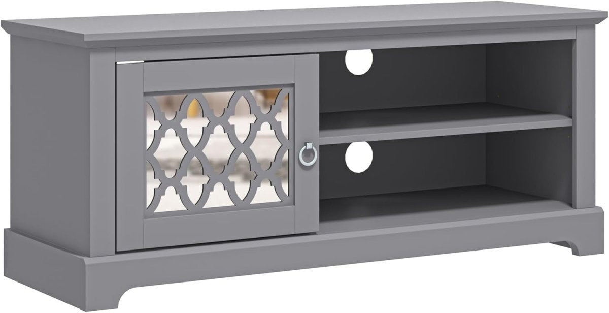 TV Stand Cabinet for 50" TV Grey Unit with Storage Shelf & Door 119cm - Kwikley