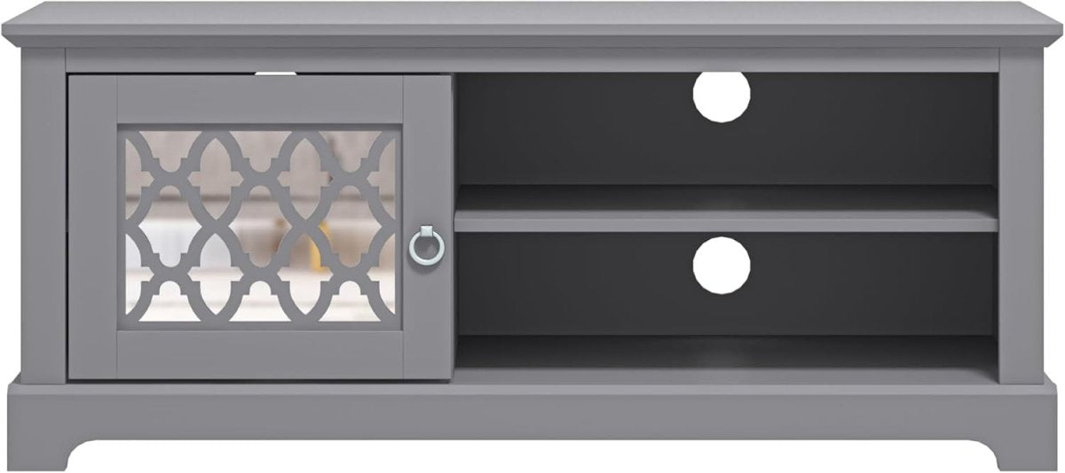 TV Stand Cabinet for 50" TV Grey Unit with Storage Shelf & Door 119cm - Kwikley