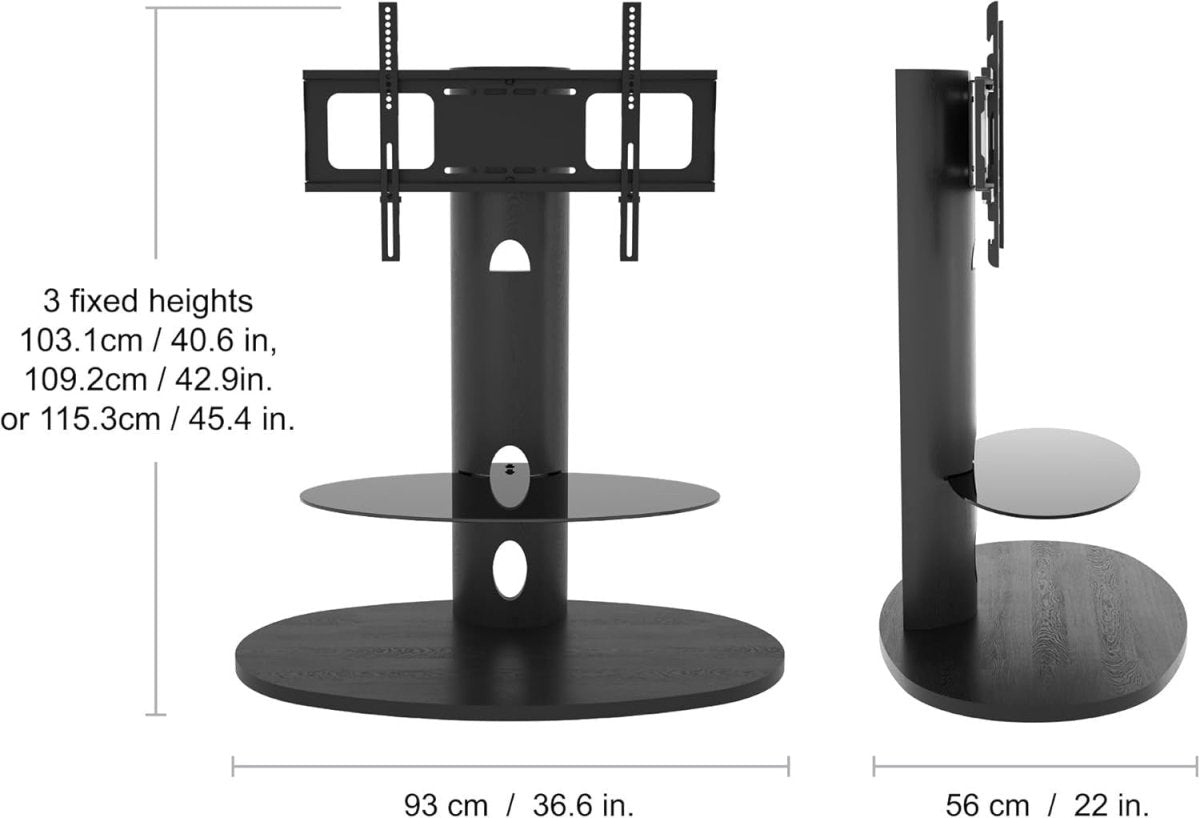 TV Stand for 65 Inch Screen | Swivel Height Adjustable Wood Base Unit - Kwikley
