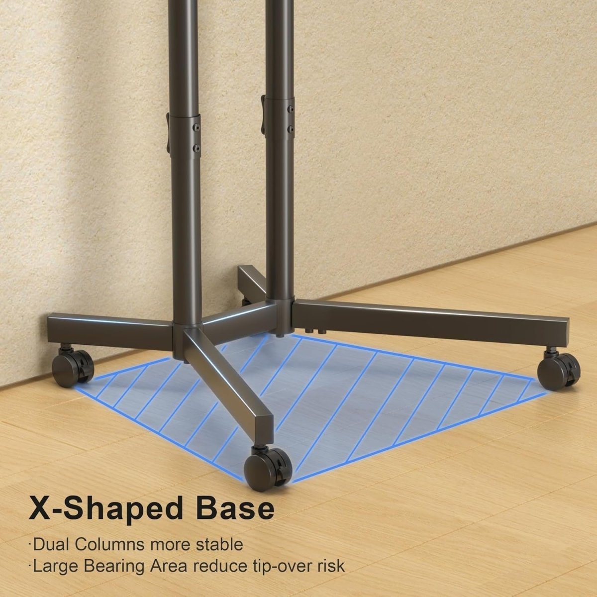 TV Stand Mobile Trolley 32-75" Wheels Height Adjustable VESA 600x400 - Kwikley
