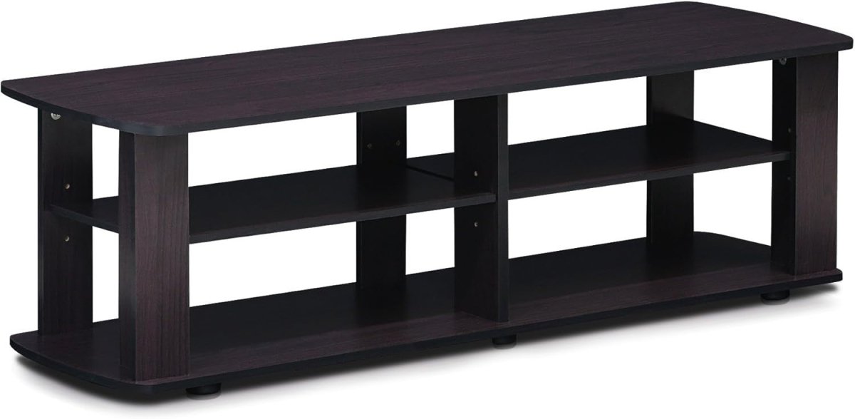 TV Stand Unit for 40" Flat Screens, Wood Storage Shelf, Dark Walnut - Kwikley