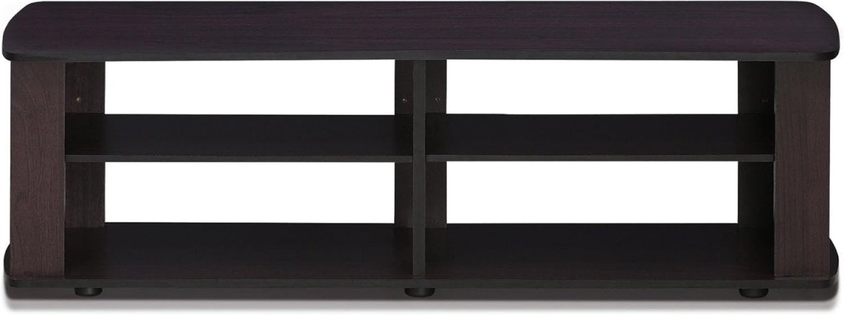 TV Stand Unit for 40" Flat Screens, Wood Storage Shelf, Dark Walnut - Kwikley