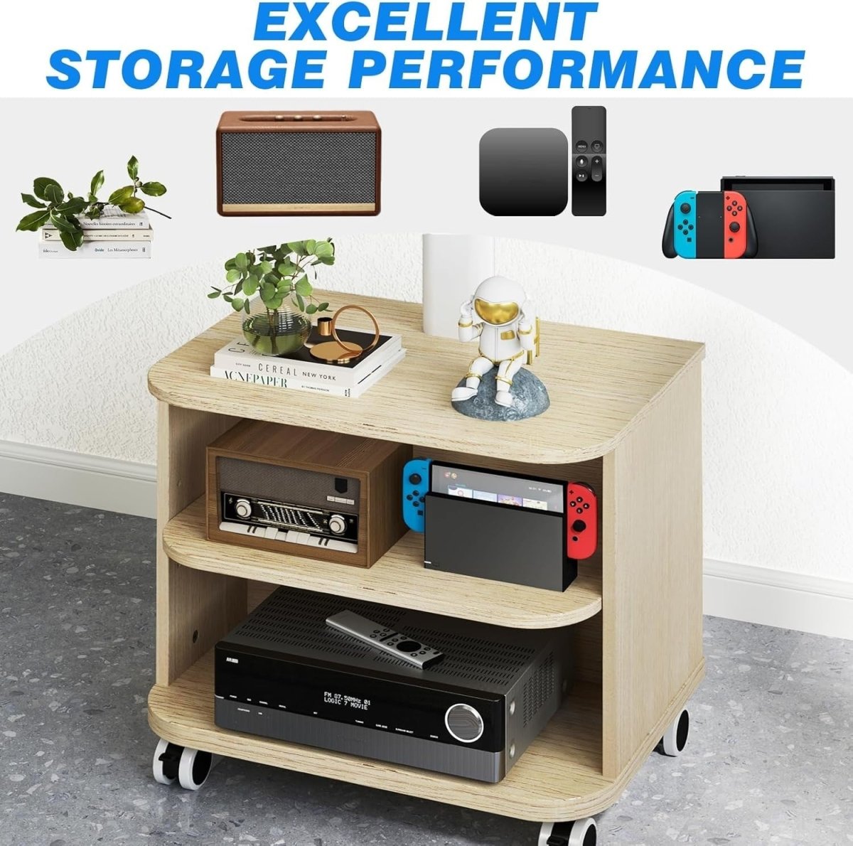 TV Stand Wheels 32-65" Height Adjustable Cabinet Shelf VESA 400x400 - Kwikley