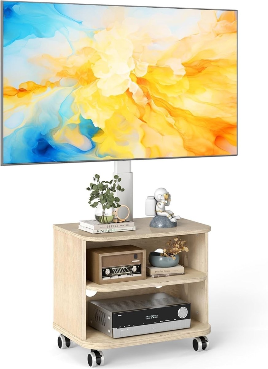 TV Stand Wheels 32-65" Height Adjustable Cabinet Shelf VESA 400x400 - Kwikley