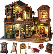 Twilight Book City Miniature House Kit LED DIY Book Nook Wooden Puzzle - Kwikley