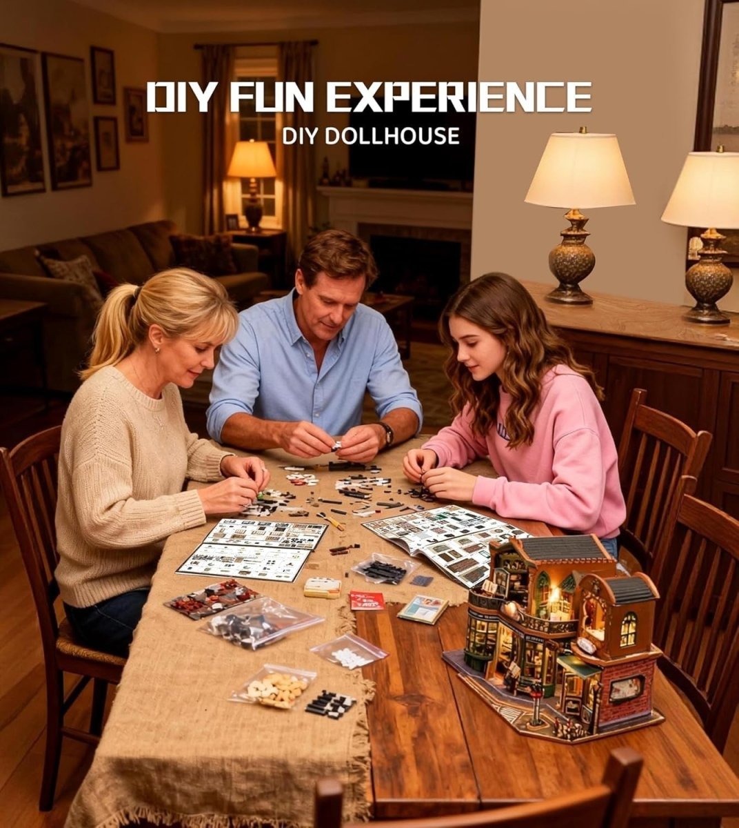 Twilight Book City Miniature House Kit LED DIY Book Nook Wooden Puzzle - Kwikley