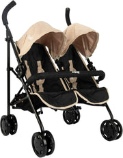 Twin Dolls Stroller Toy Umbrella Fold, Double Buggy Role Play, Ages 3+ - Kwikley