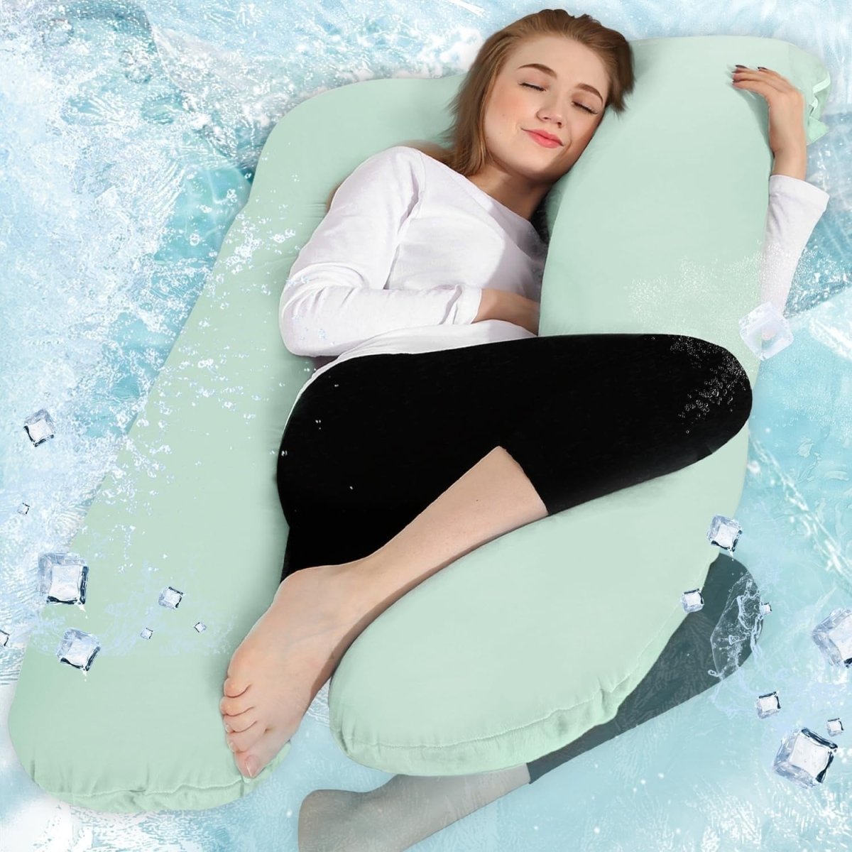 U Shaped Pregnancy Pillow 55” Cooling Full Body Maternity Sleep Support - Kwikley