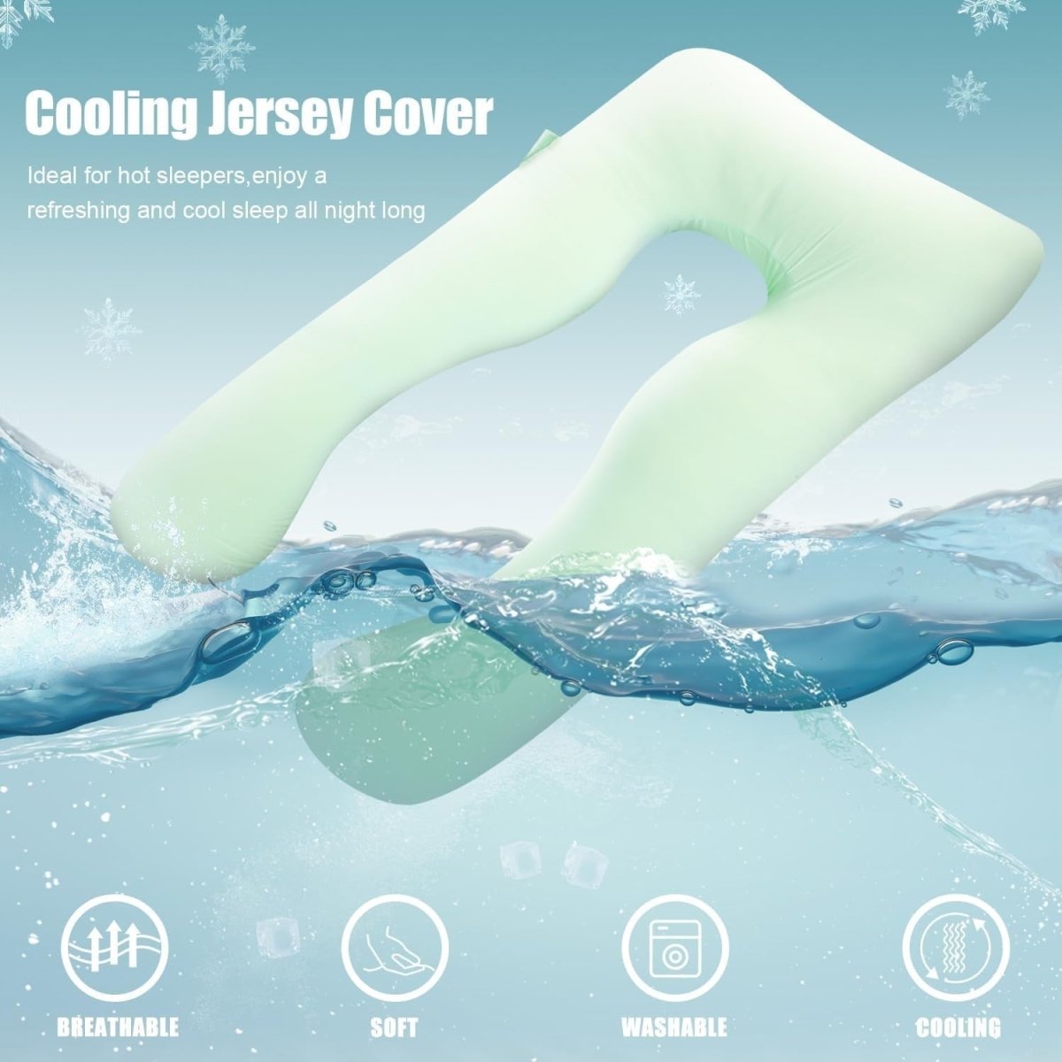 U Shaped Pregnancy Pillow 55” Cooling Full Body Maternity Sleep Support - Kwikley