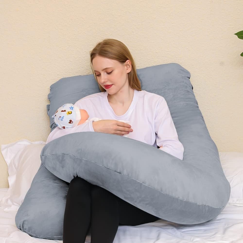 U Shaped Pregnancy Pillow 55” Full Body Support Maternity Sleep Pillow - Kwikley