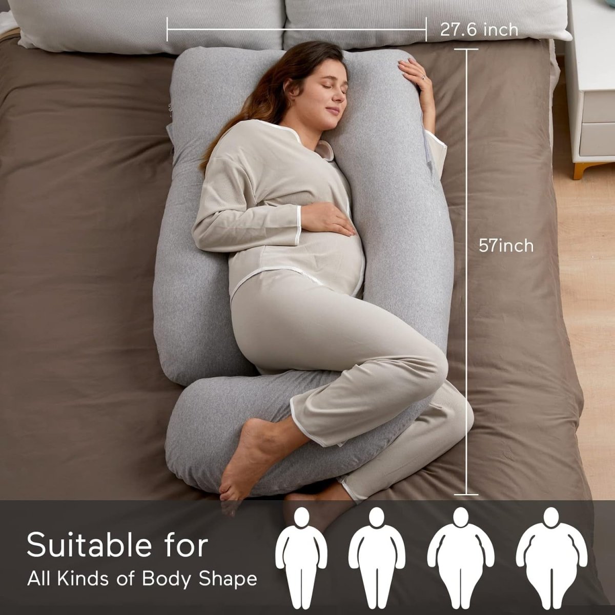 U Shaped Pregnancy Pillow 57" Full Body Maternity Support Pillow Grey - Kwikley
