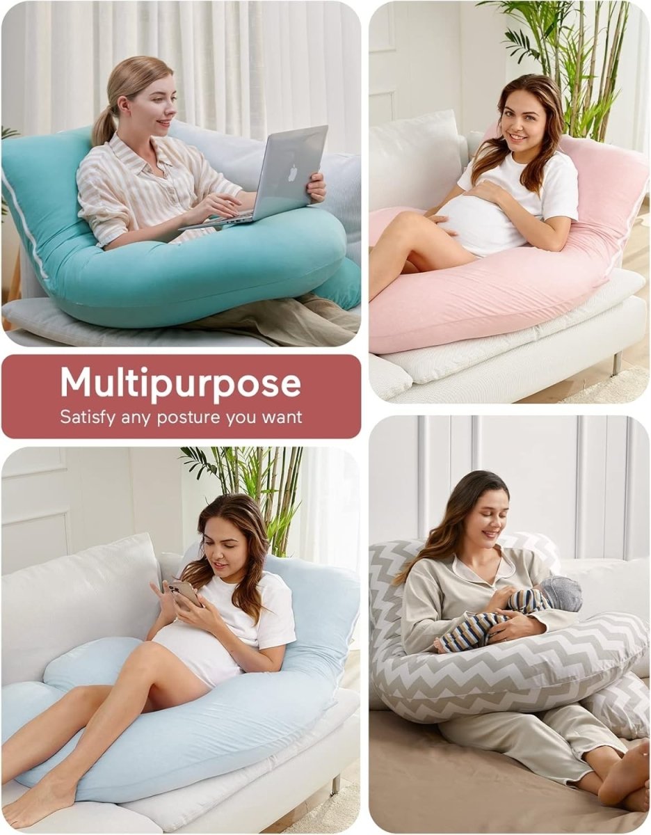 U Shaped Pregnancy Pillow 57" Full Body Maternity Support Pillow Grey - Kwikley