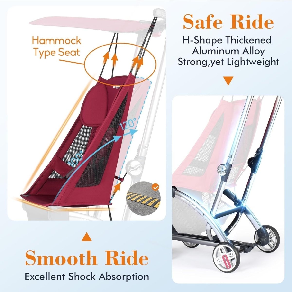 Ultra Compact Auto Fold Travel Stroller Cabin Size Lightweight 22kg - Kwikley