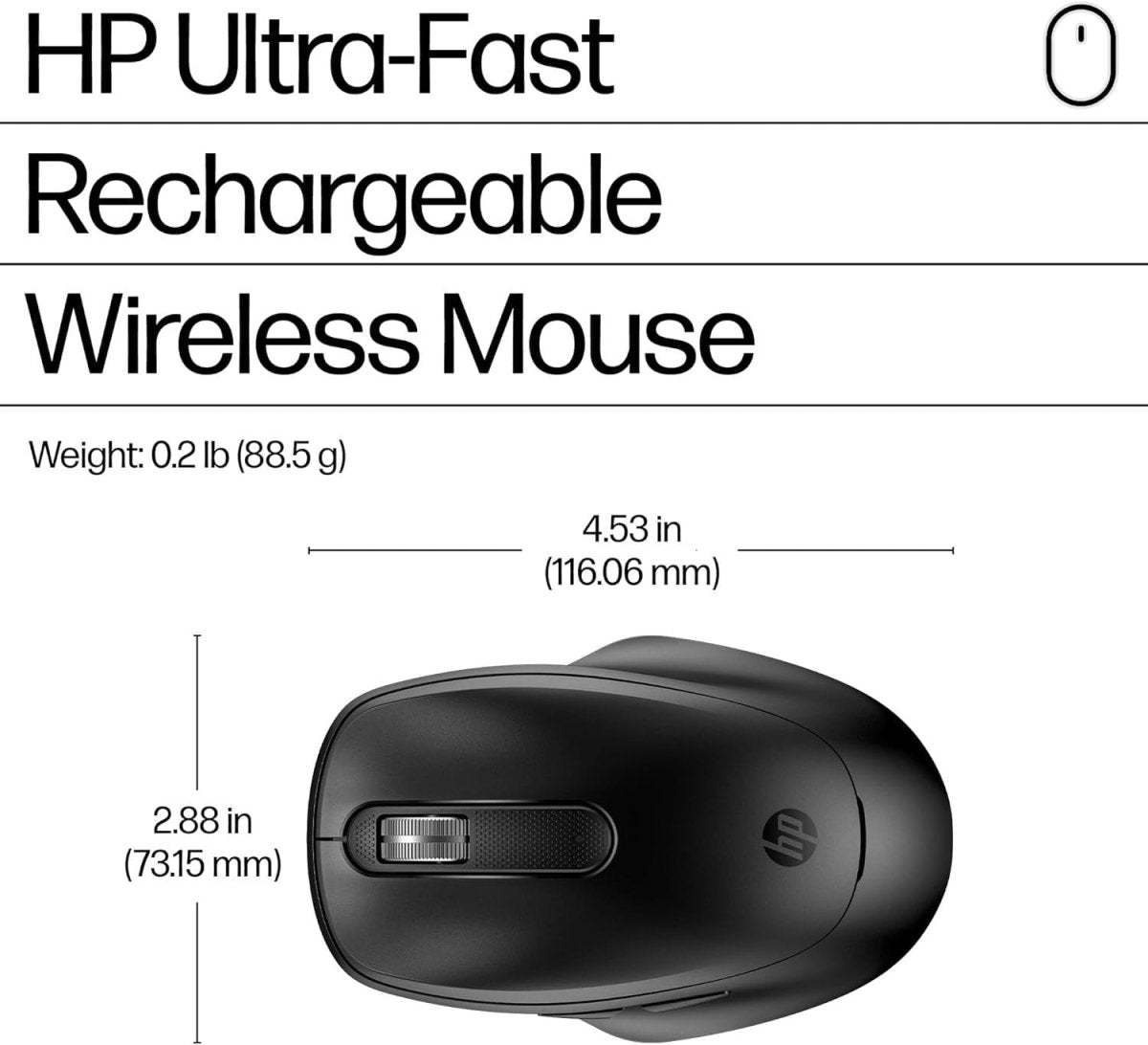 Ultra - Fast Rechargeable Wireless Mouse 4000 DPI 4 Buttons Black - Kwikley