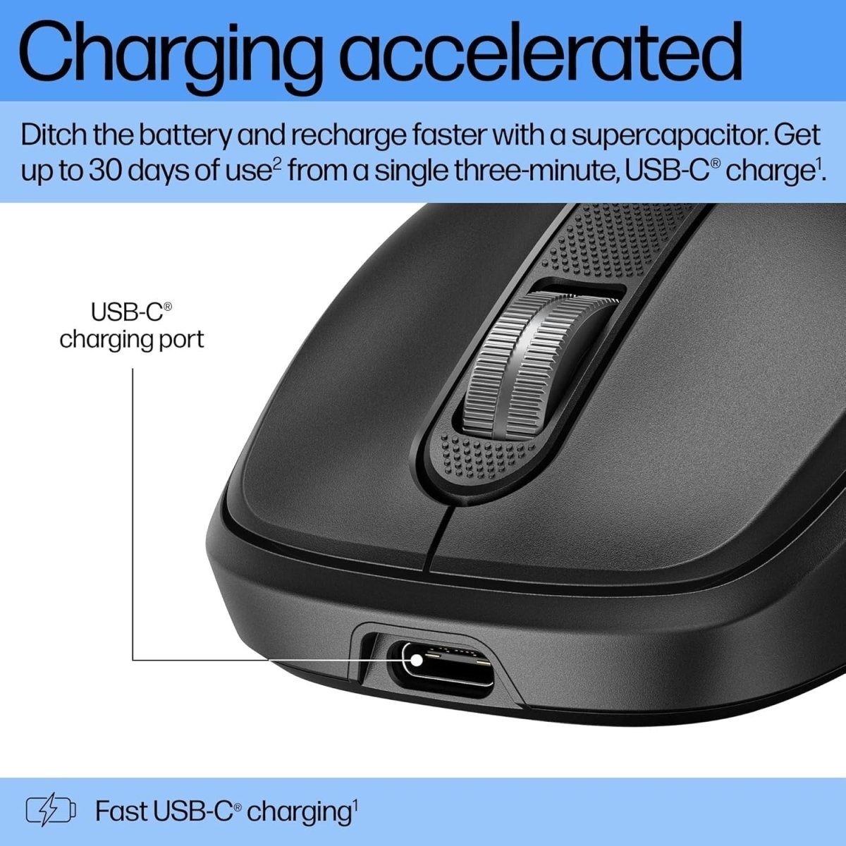 Ultra - Fast Rechargeable Wireless Mouse 4000 DPI 4 Buttons Black - Kwikley