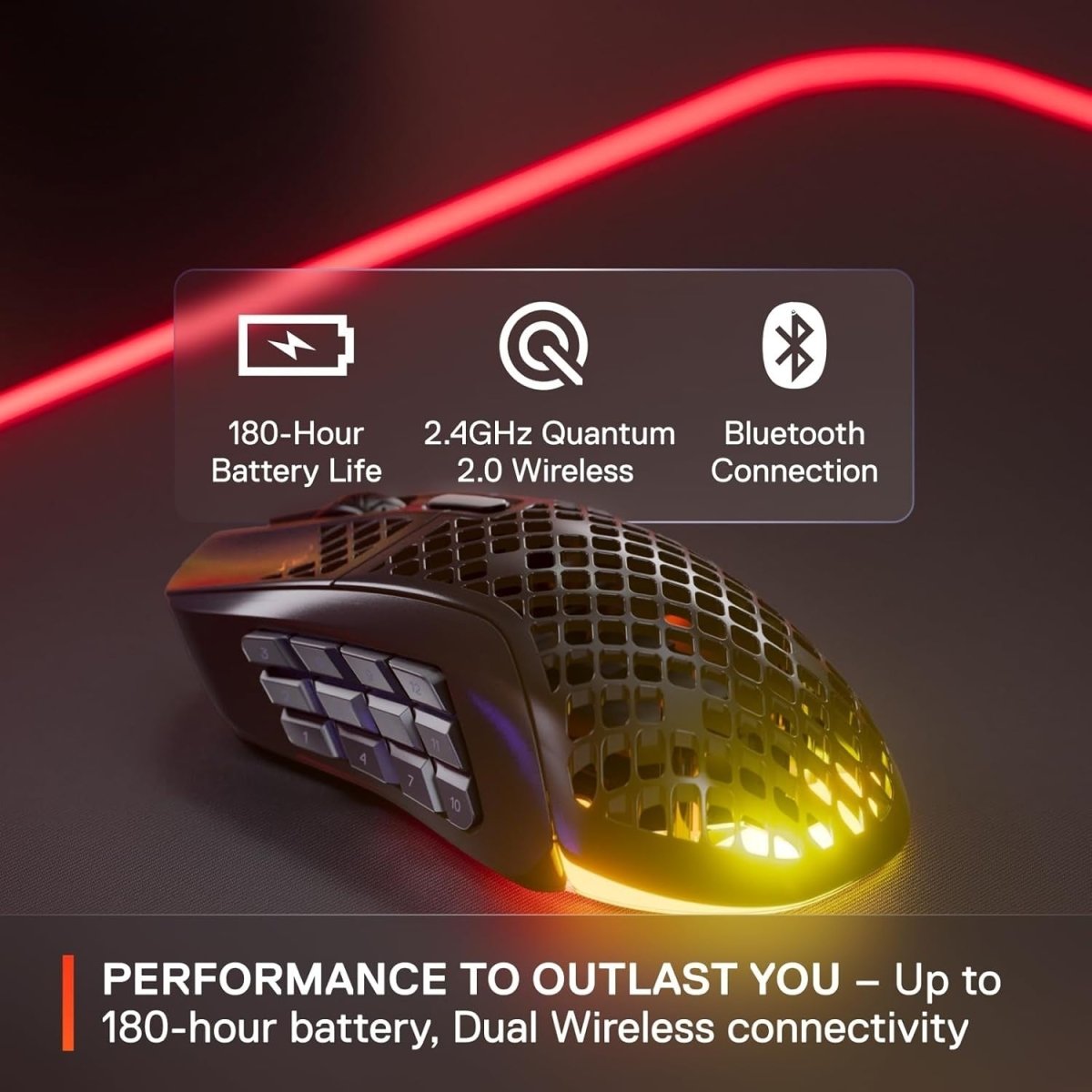 Ultra - Light RGB Gaming Mouse 18 Buttons 18K DPI Wireless Bluetooth - Kwikley