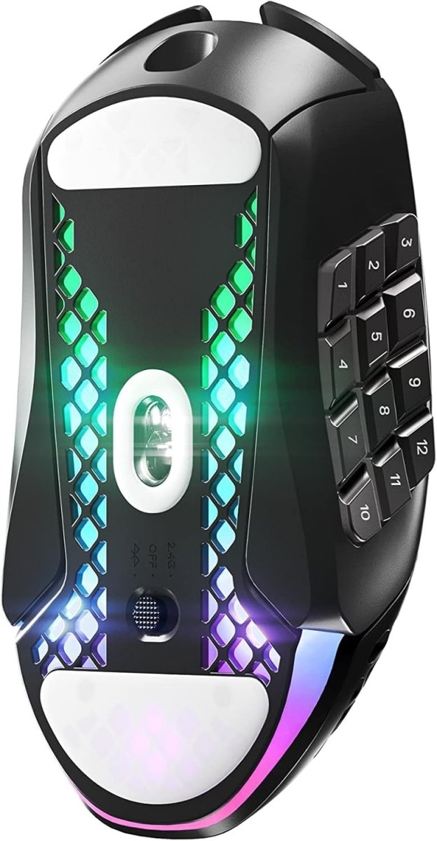 Ultra - Light RGB Gaming Mouse 18 Buttons 18K DPI Wireless Bluetooth - Kwikley