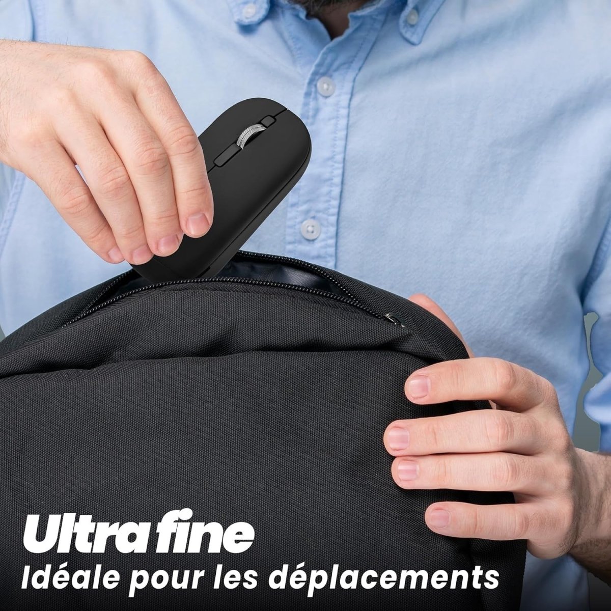 Ultra Slim Wireless Mouse Bluetooth & USB Dual Mode Quiet Black - Kwikley