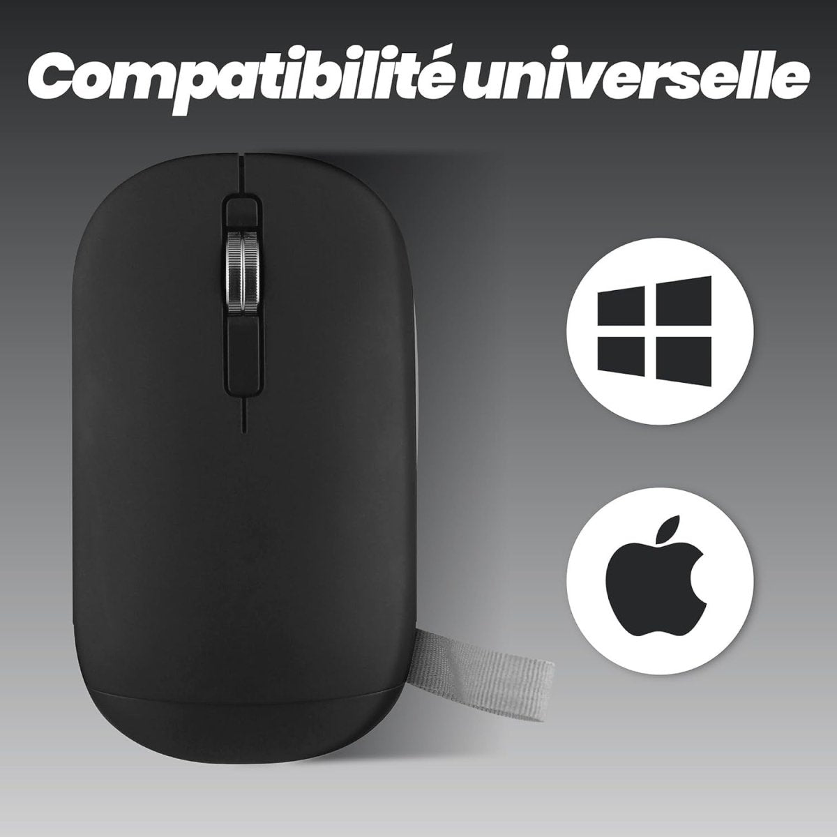 Ultra Slim Wireless Mouse Bluetooth & USB Dual Mode Quiet Black - Kwikley