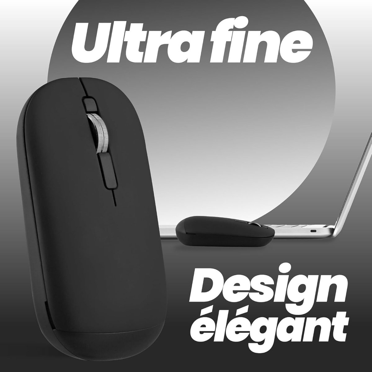 Ultra Slim Wireless Mouse Bluetooth & USB Dual Mode Quiet Black - Kwikley