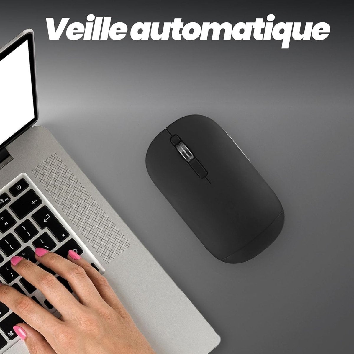 Ultra Slim Wireless Mouse Bluetooth & USB Dual Mode Quiet Black - Kwikley