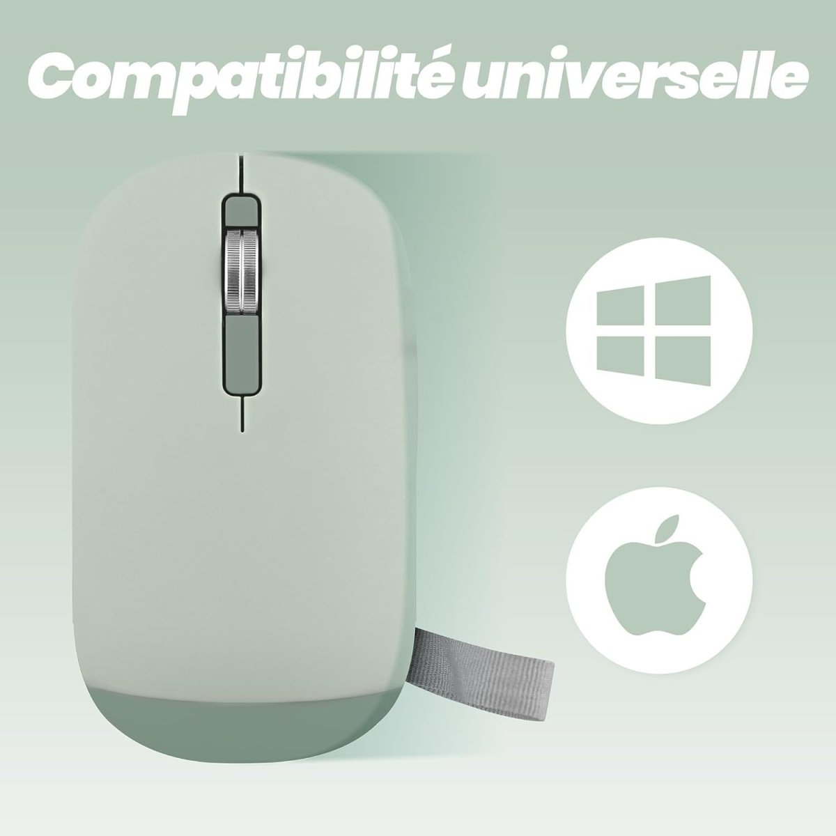 Ultra Slim Wireless Mouse Bluetooth & USB Dual Mode Quiet Green - Kwikley