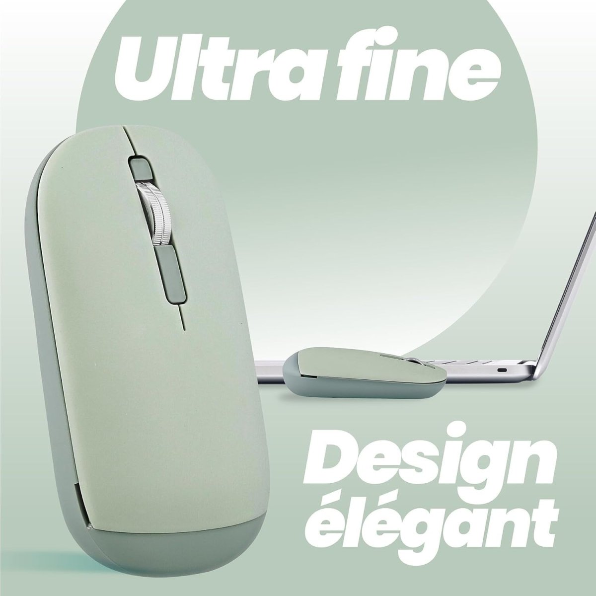Ultra Slim Wireless Mouse Bluetooth & USB Dual Mode Quiet Green - Kwikley
