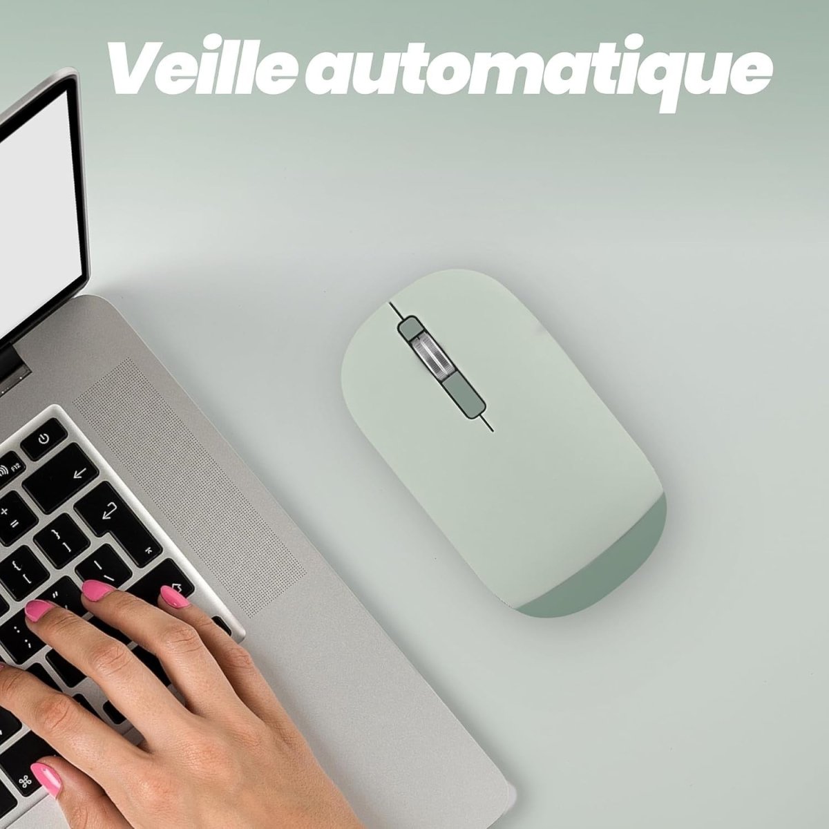 Ultra Slim Wireless Mouse Bluetooth & USB Dual Mode Quiet Green - Kwikley