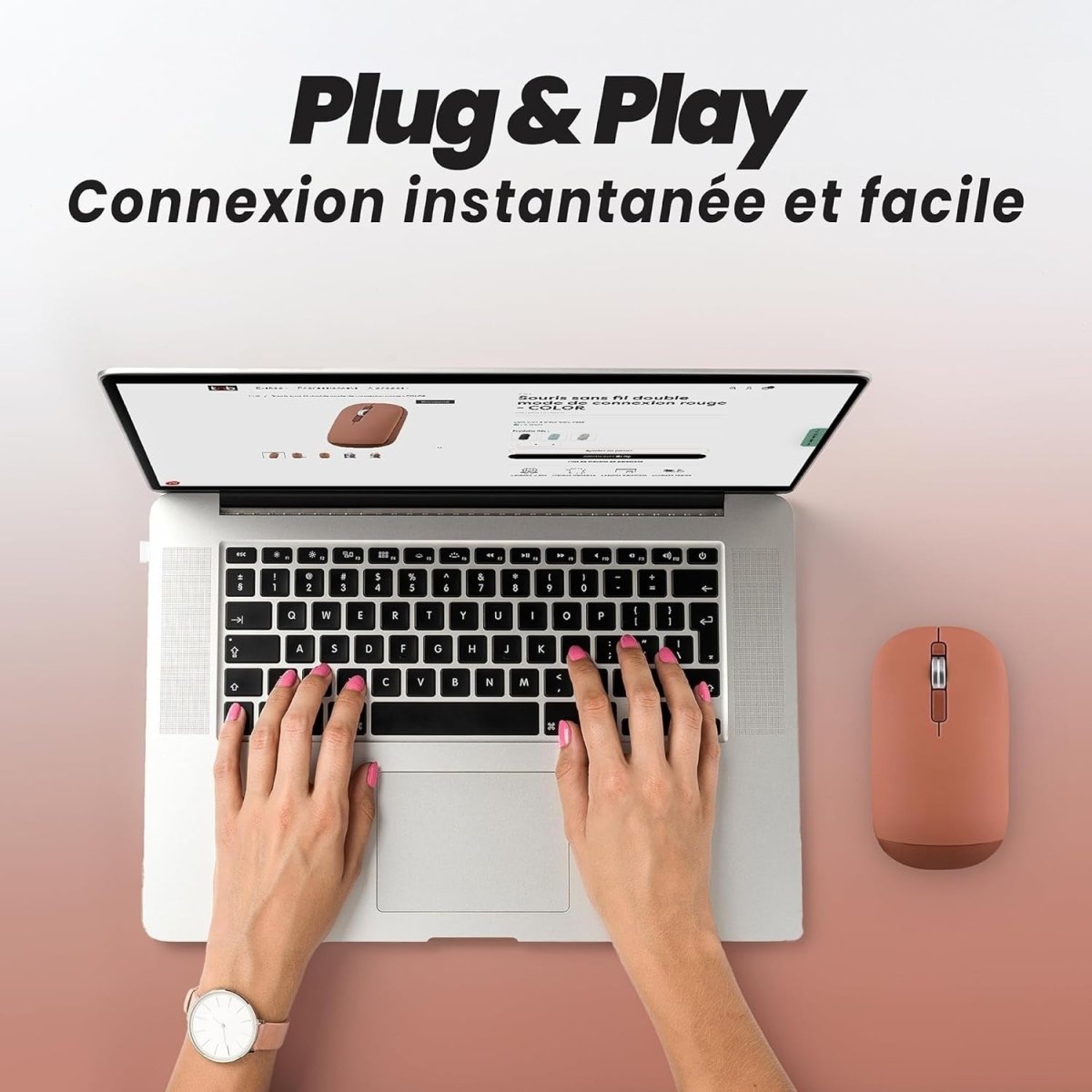 Ultra Slim Wireless Mouse Bluetooth & USB Quiet Portable Red - Kwikley