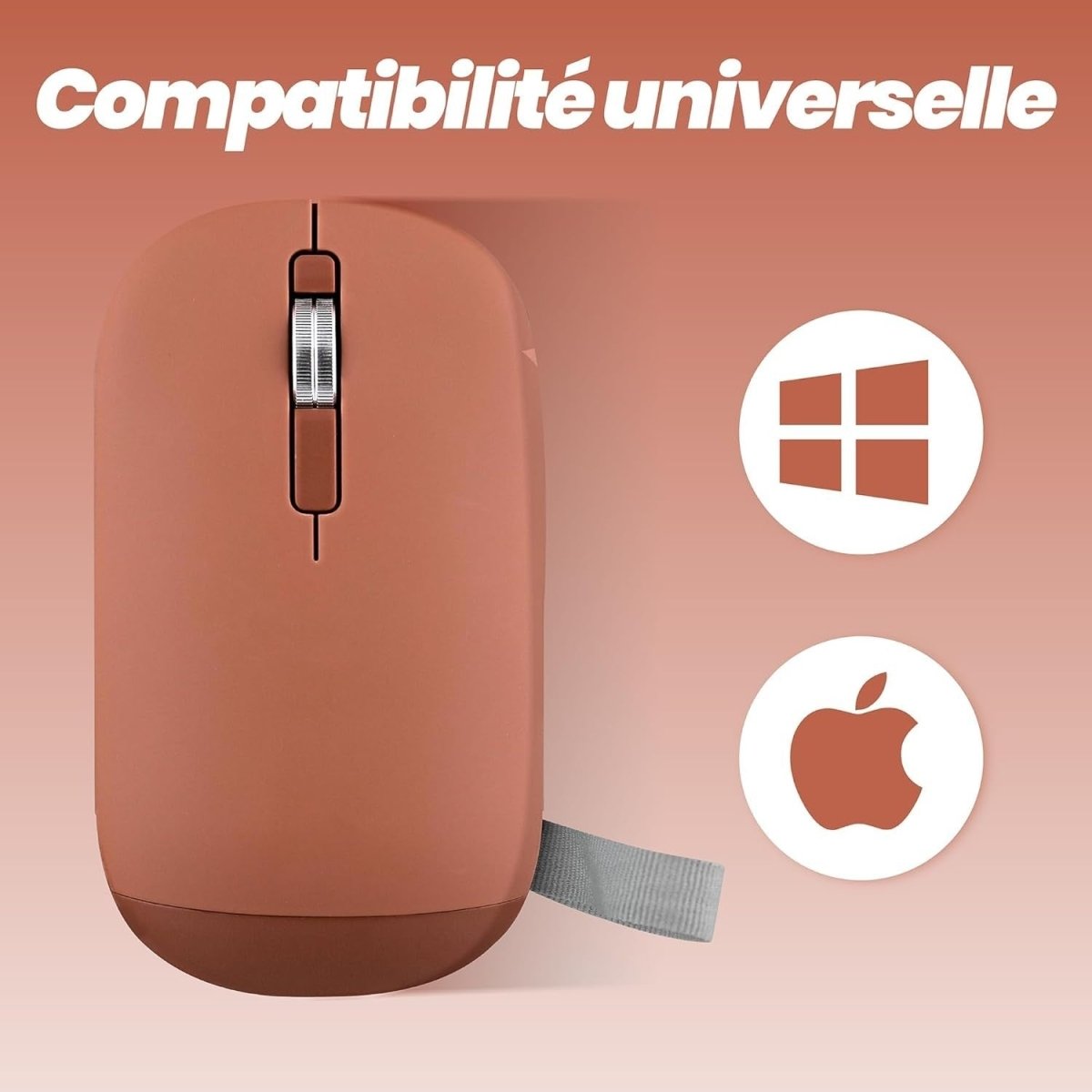 Ultra Slim Wireless Mouse Bluetooth & USB Quiet Portable Red - Kwikley