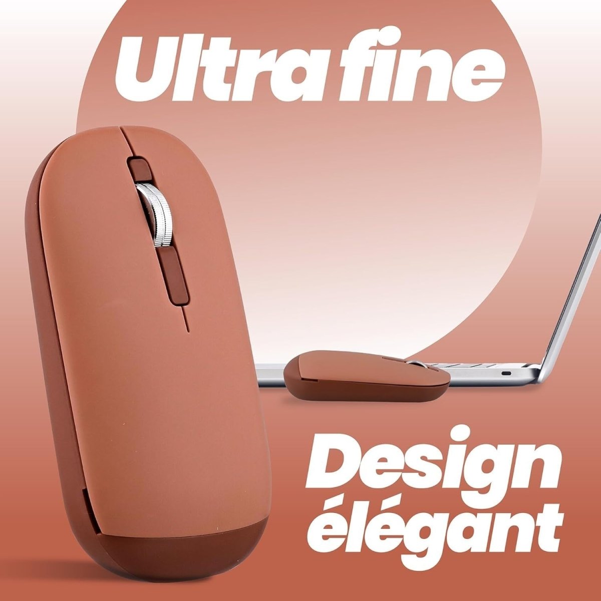 Ultra Slim Wireless Mouse Bluetooth & USB Quiet Portable Red - Kwikley
