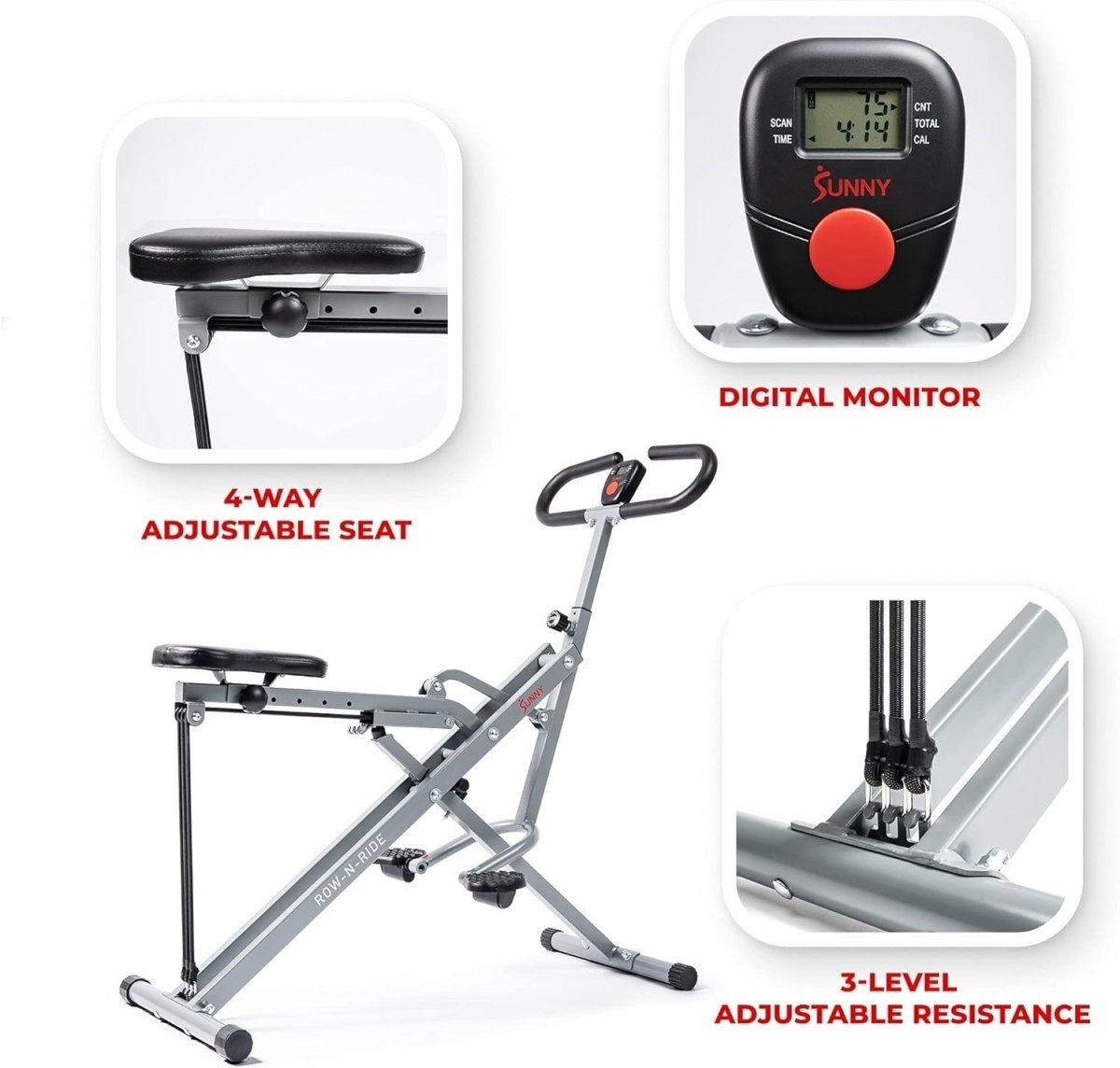 Under Desk Elliptical + Row-N-Ride Squat Trainer Bundle LCD - Kwikley
