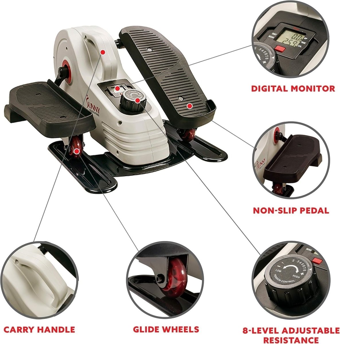 Under Desk Elliptical + Row-N-Ride Squat Trainer Bundle LCD - Kwikley