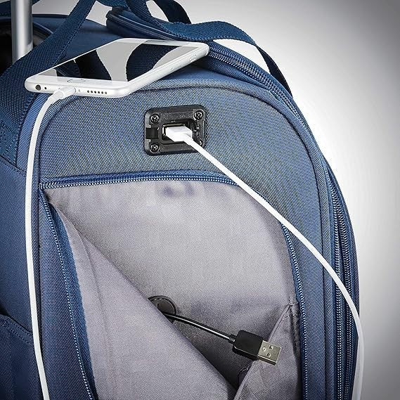 Underseat Spinner Carry On Suitcase with USB Port 4 Wheel Cabin Luggage - Kwikley