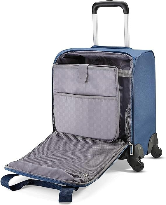 Underseat Spinner Carry On Suitcase with USB Port 4 Wheel Cabin Luggage - Kwikley
