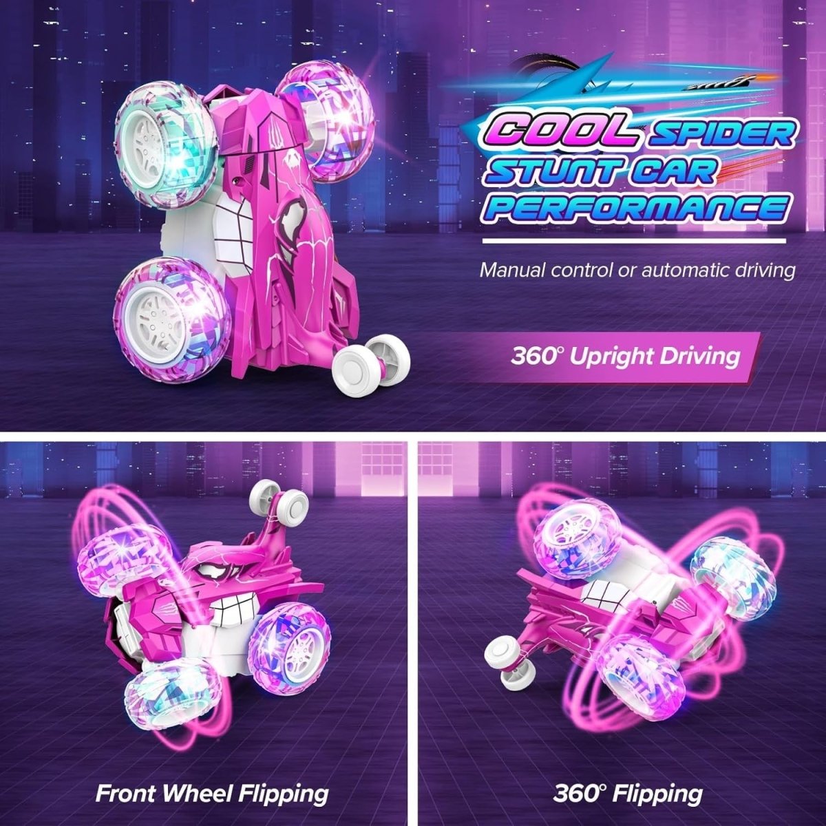 Unicorn RC Car for Girls 3 - 12, LED Light Remote Control Toy Gift for Kids - Kwikley