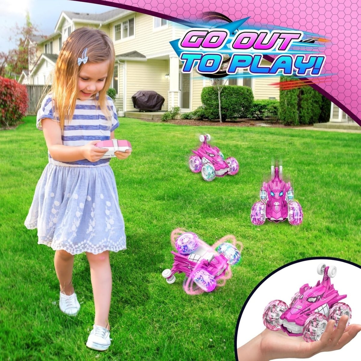 Unicorn RC Car for Girls 3 - 12, LED Light Remote Control Toy Gift for Kids - Kwikley