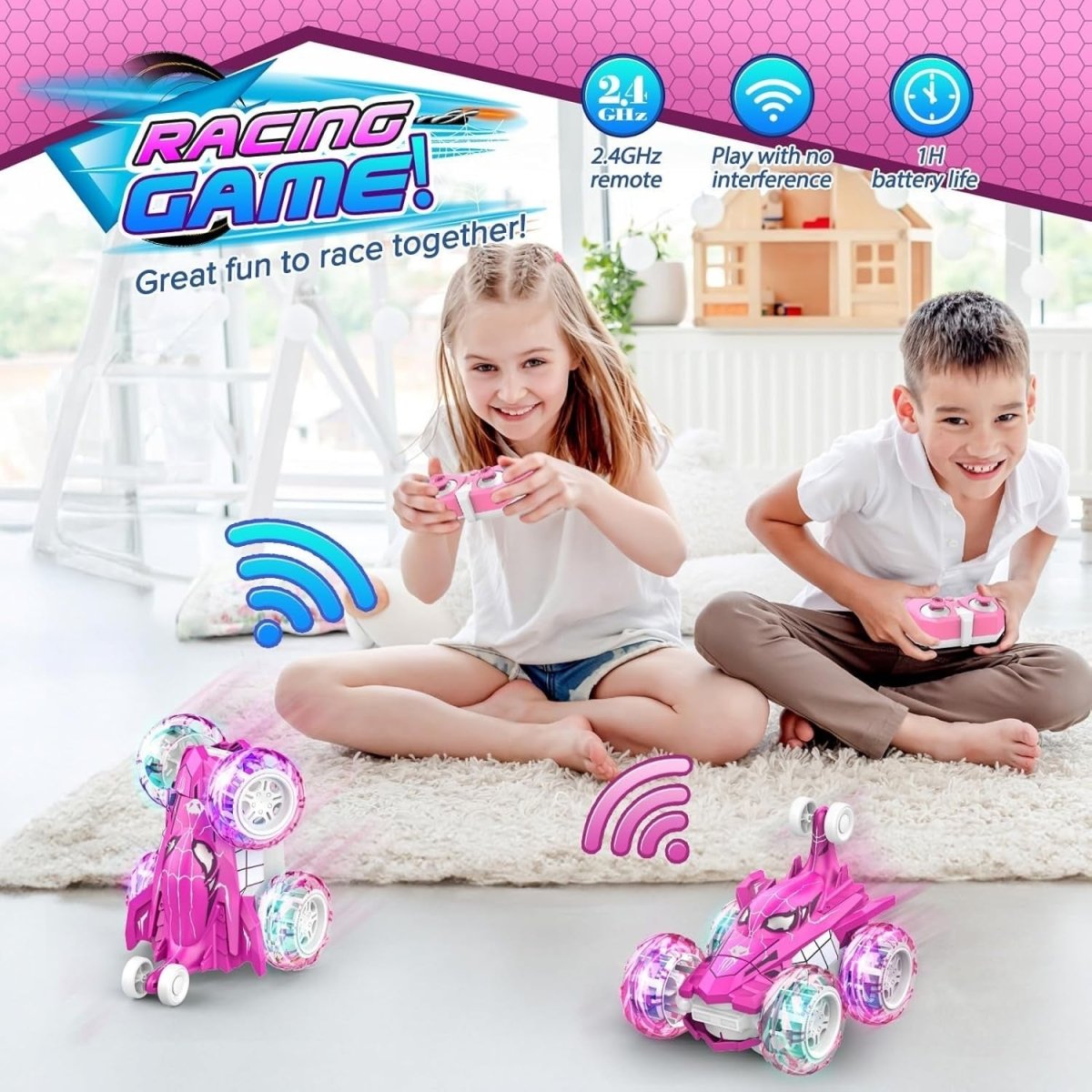 Unicorn RC Car for Girls 3 - 12, LED Light Remote Control Toy Gift for Kids - Kwikley