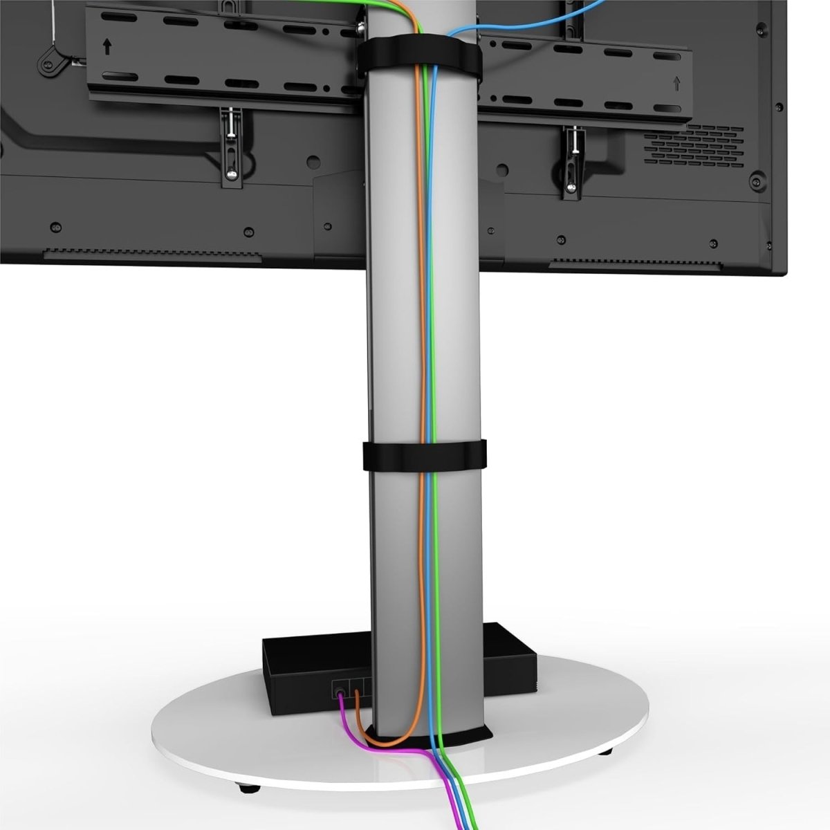 Universal Swivel TV Stand 55” Floor Mount White Glass Base VESA Bracket - Kwikley