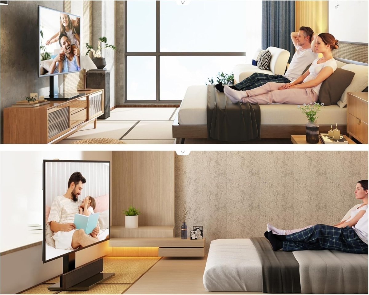 Universal TV Stand 40-75" Swivel Height Adjustable Glass Base 40kg Max Load - Kwikley