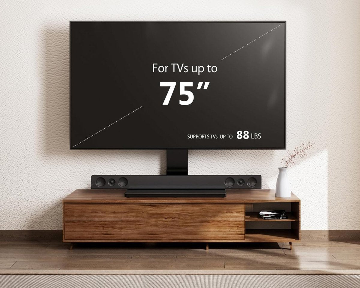 Universal TV Stand 40-75" Swivel Height Adjustable Glass Base 40kg Max Load - Kwikley