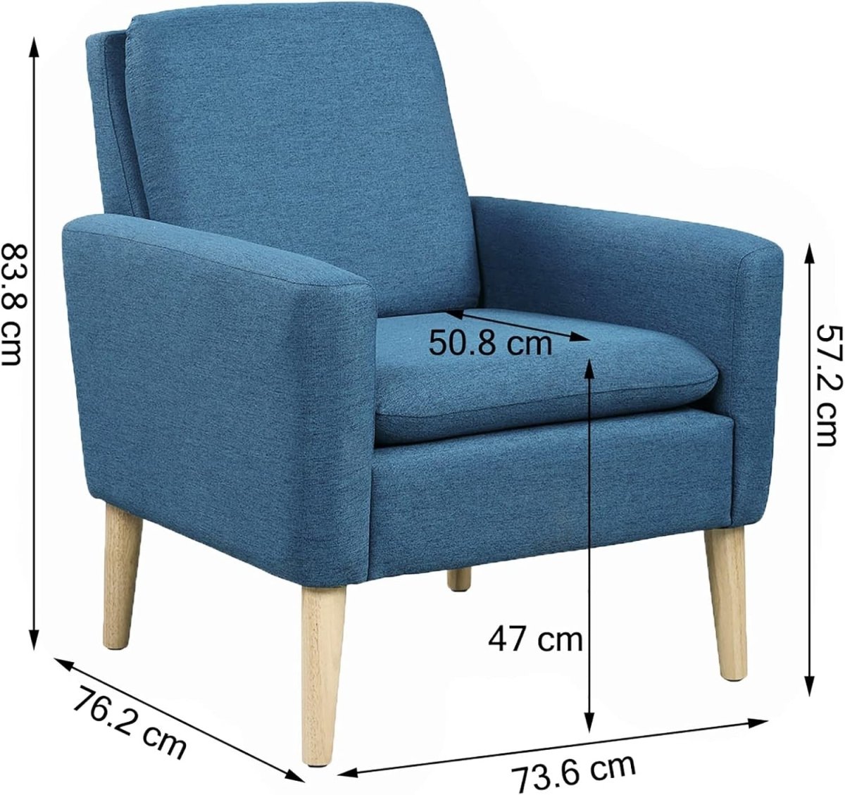 Upholstered Accent Armchair Lounge Chair Solid Wood Legs Blue - Kwikley