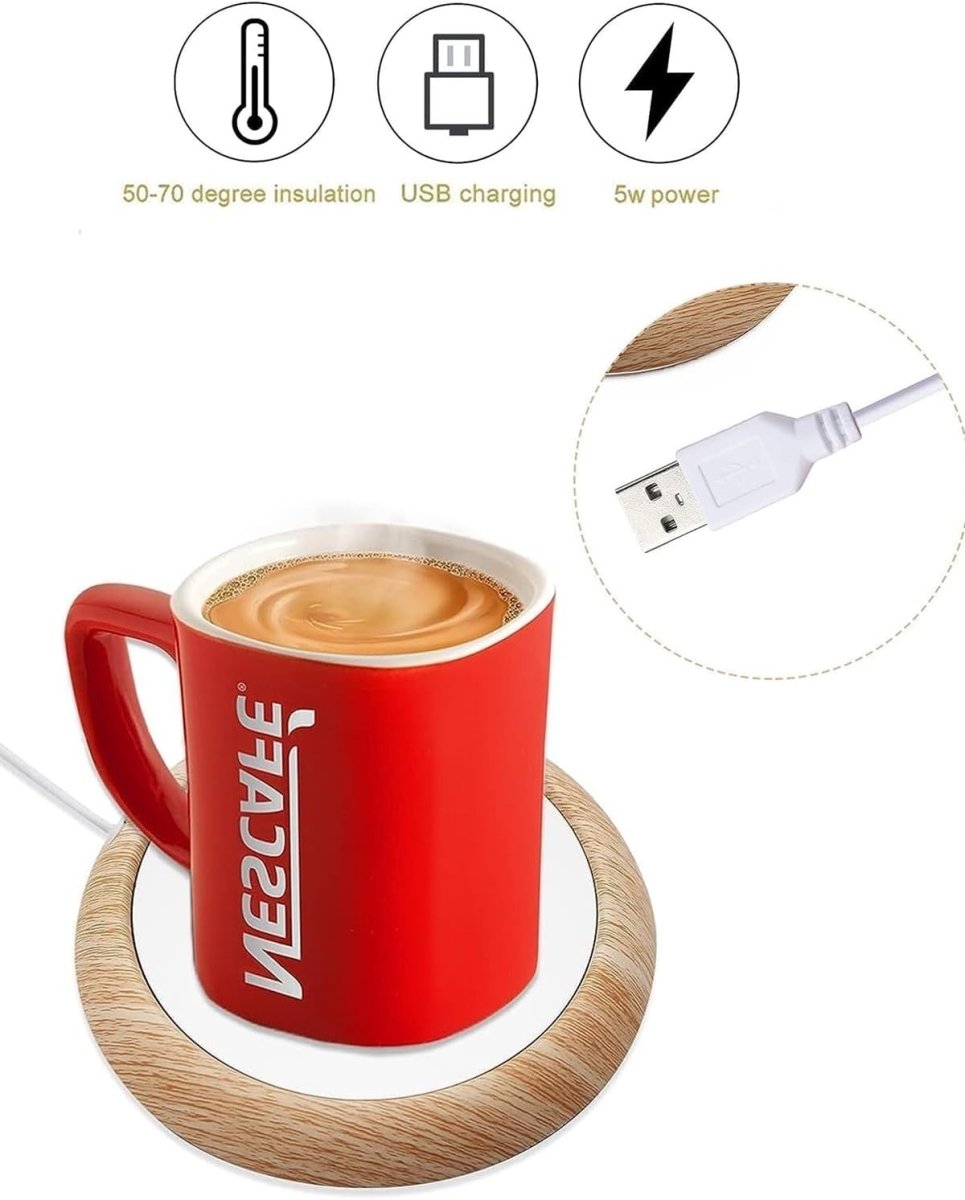 USB Coffee Mug Warmer 10cm Desk Cup Heater Keep Warm Plate 5V - Kwikley