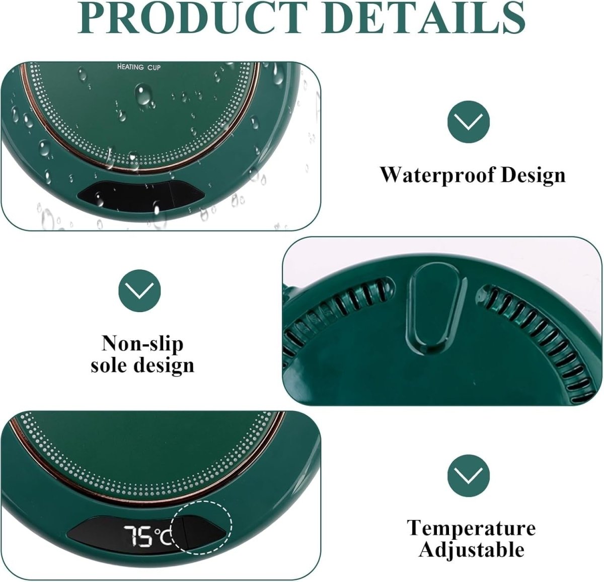 USB Coffee Mug Warmer 3 Temp 8H Auto Off Desk Heater - Kwikley